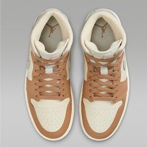 Nike Cream and Tan Women's Sneakers Jordan 1s Mid